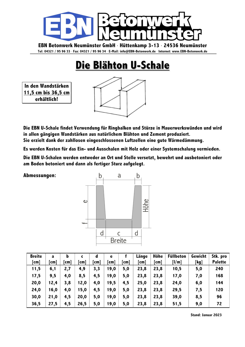 Die Blähton U-Schale